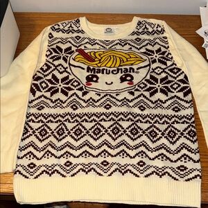 Cream and Brown Crewneck Sweater